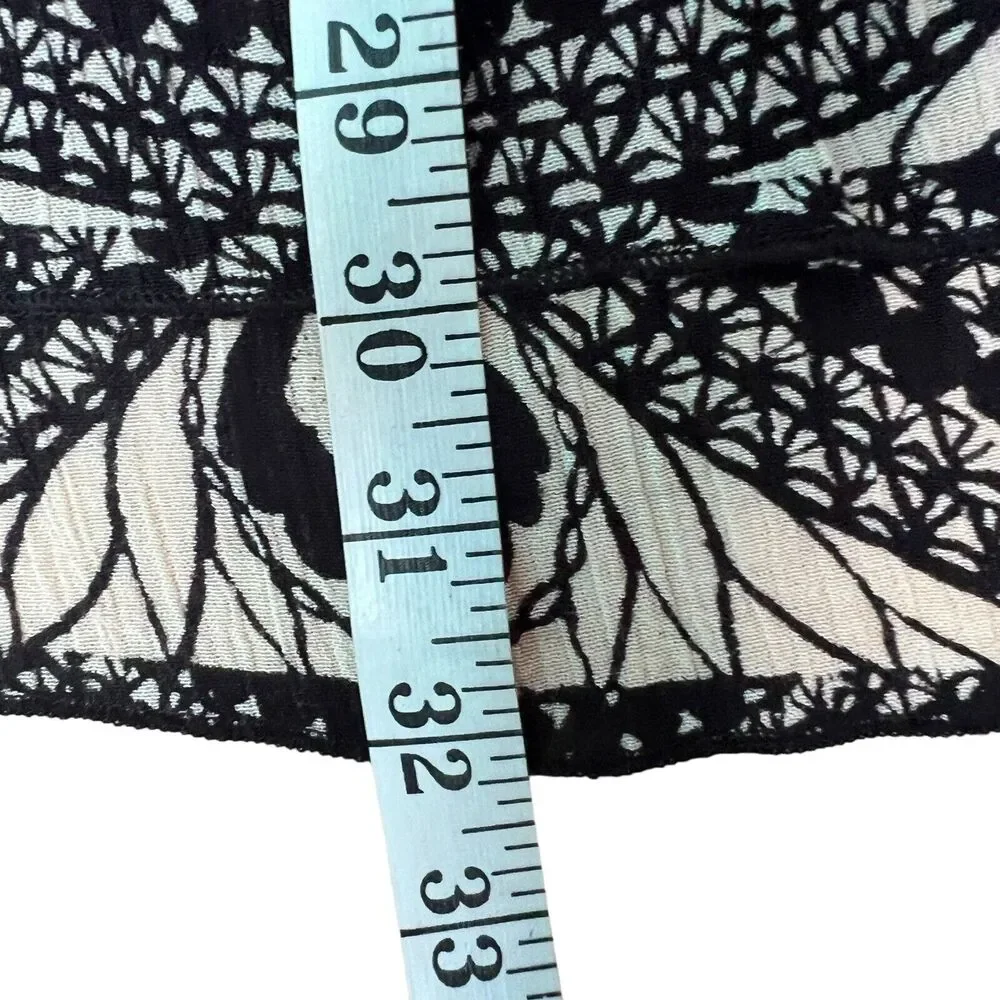 Angie Size M Black/Ivory Beach Cover Up Tie Draw‎ Waist V-neck Poncho Style